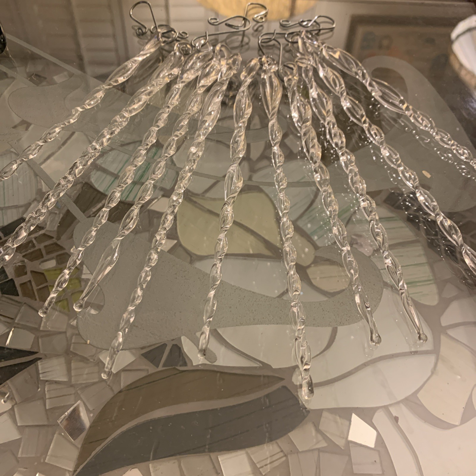 Vintage Hand Blown Twisted Glass Icicle Ornaments (11)