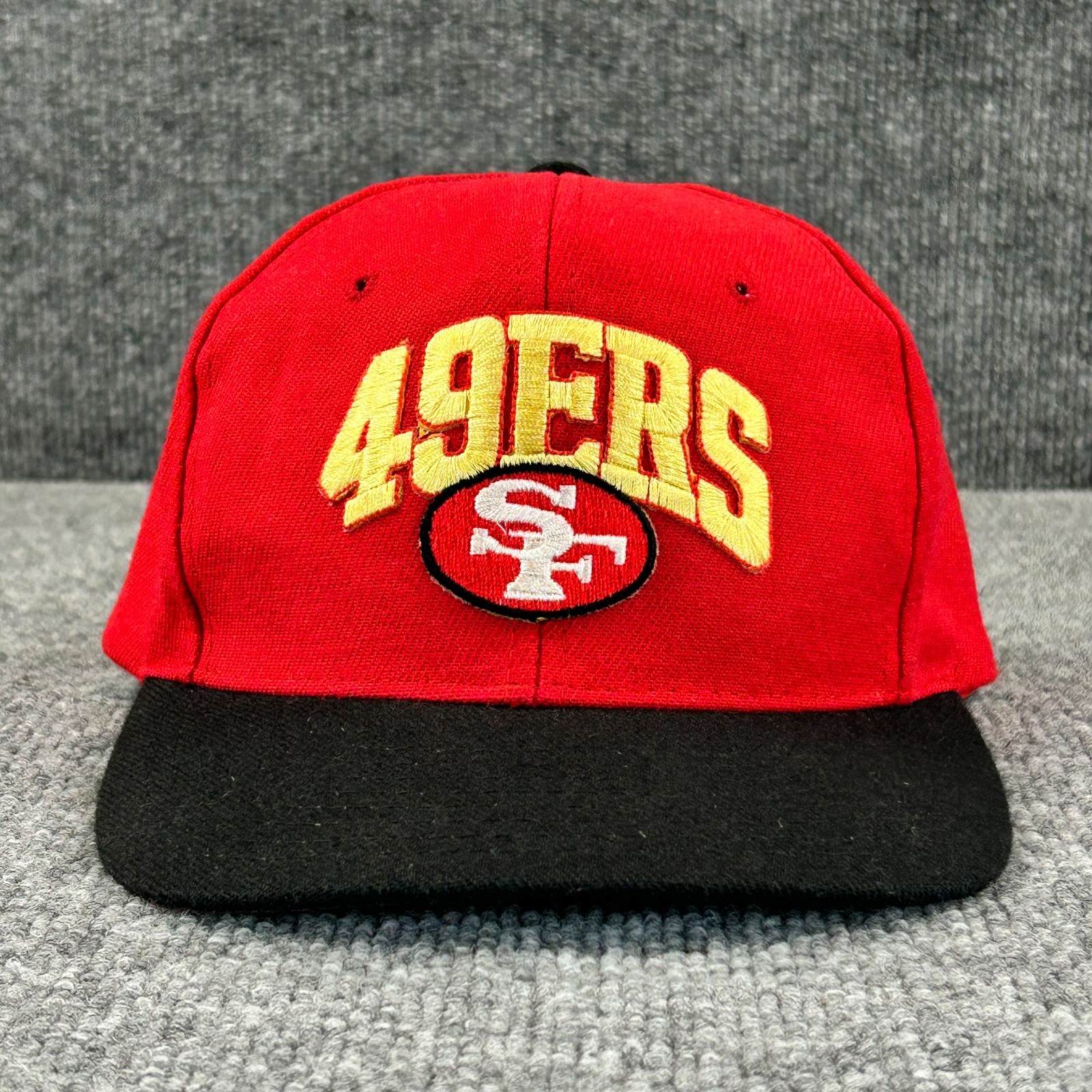 VINTAGE San Francisco 49ers Hat Cap Snap Back Red Gold Nissin Baseball Logo 90s