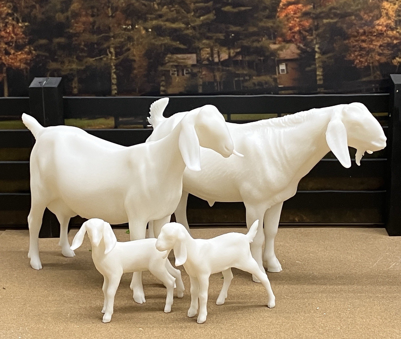 3D Printed Dairy Goat Nubian Family Set of 4 for Farm, Barn Scene, Diorama, Etc
