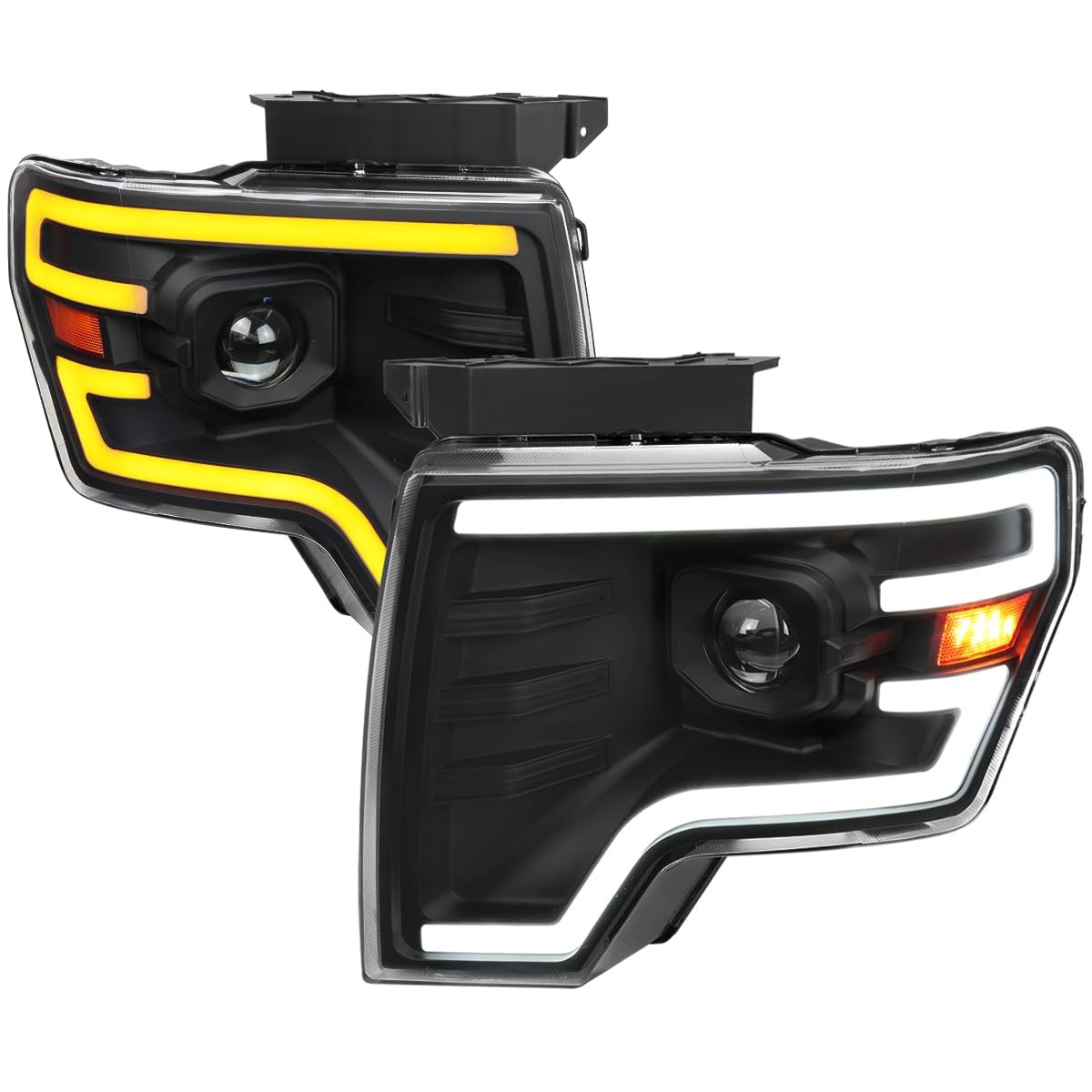 Black Projector Headlights LED Switchback Sequential for Ford F150 2009-2014