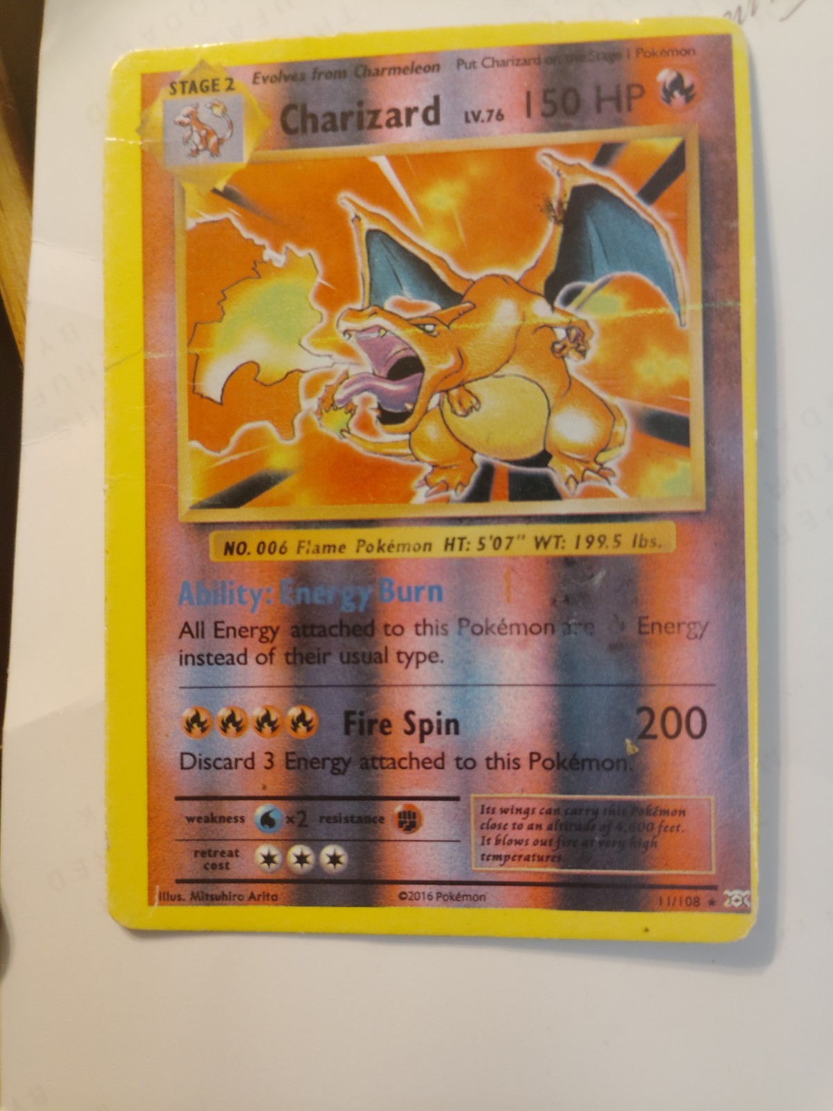 Charizard 11/108 Rare Evolutions Pokemon Reverse Holo 