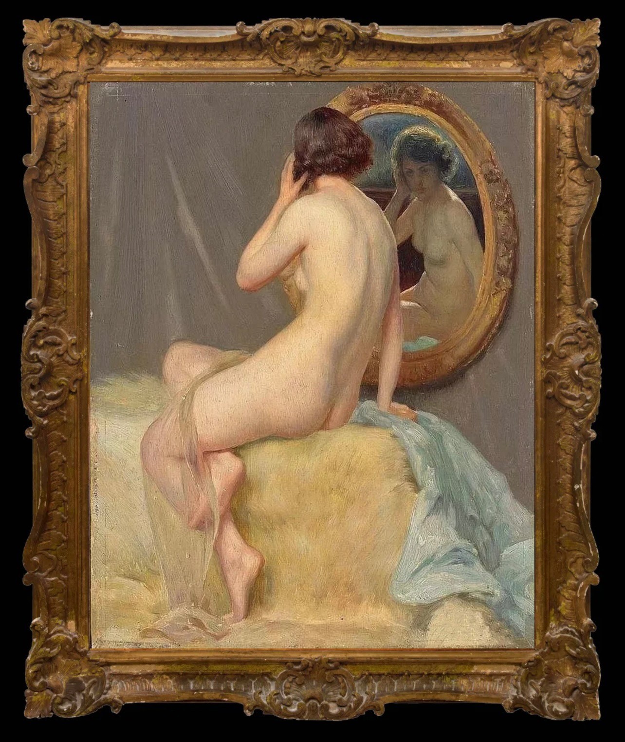 Hand Painted Classical Oil Painting Female Women Nude Canvas Art Antique Style