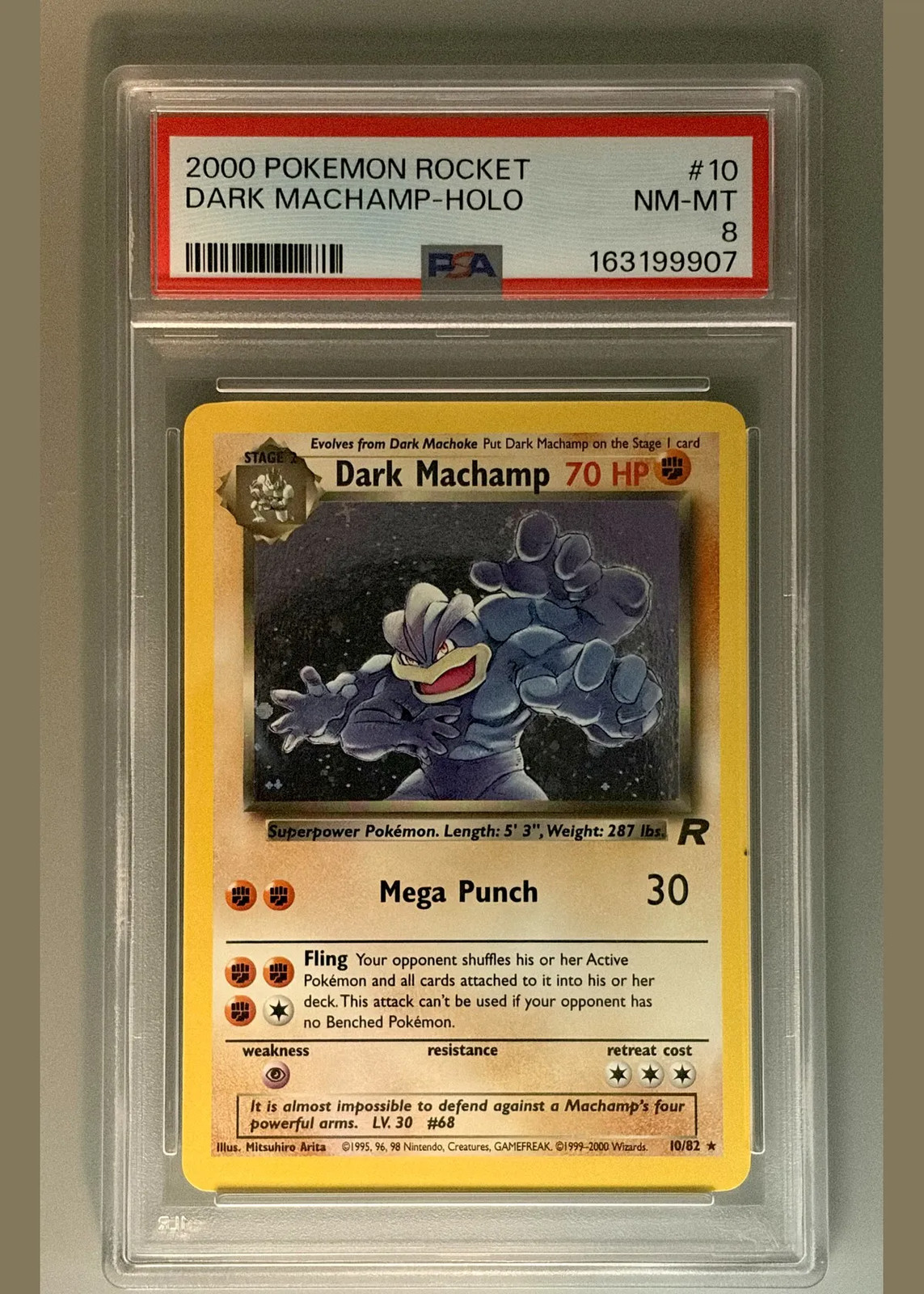 Dark Machamp #10 (2000 Pokemon Rocket - Holo) - PSA 8