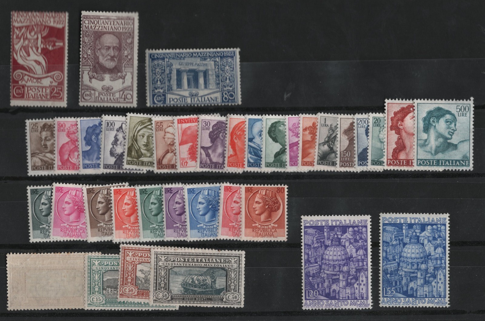 ITALY 1922-1923 SCOTT #140-143, 166-168, 535-536, 626-633, 815-831 MINT HINGED