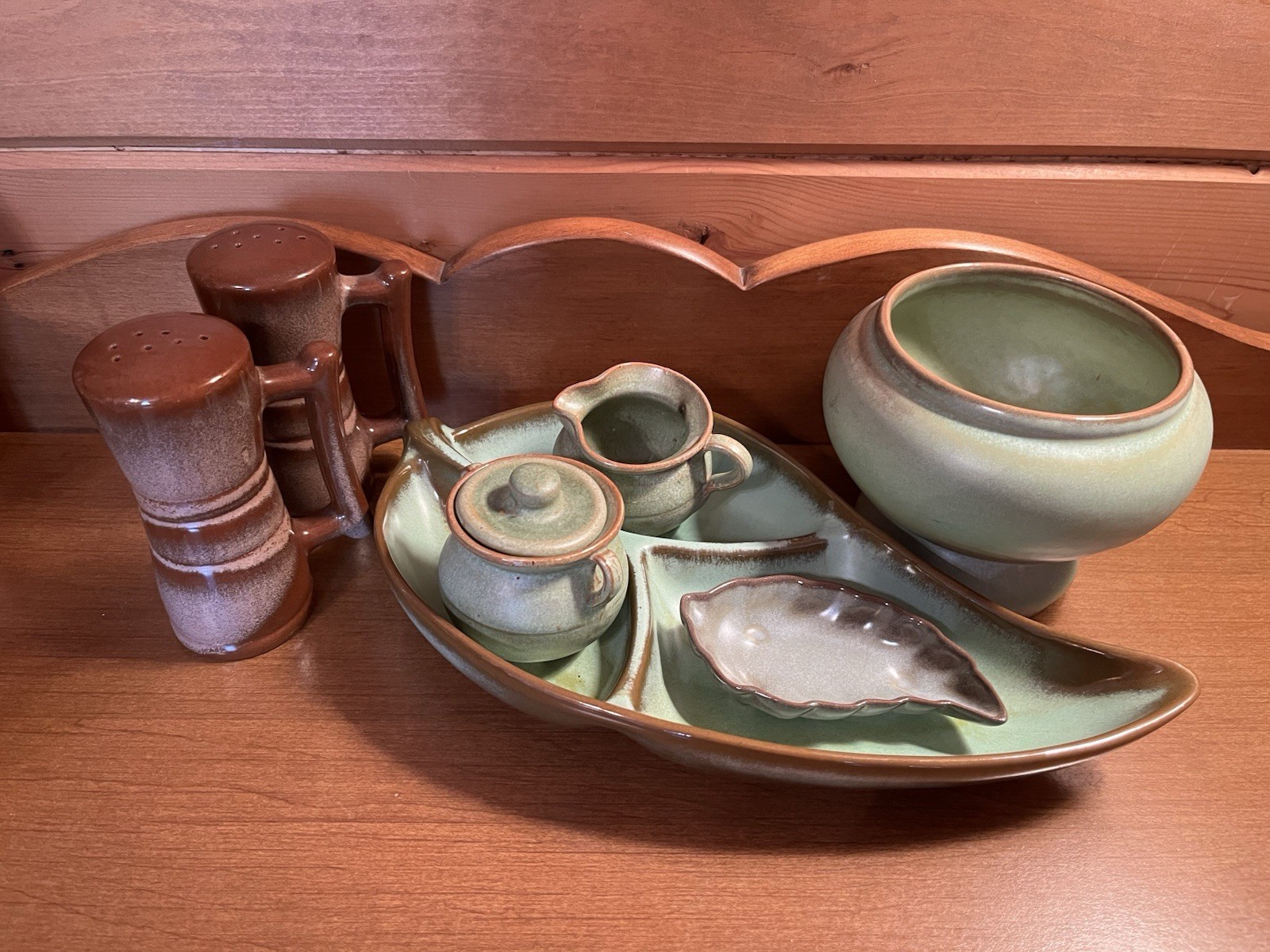 Frankoma Prairie Green, Brown Lot Of 7 Pieces