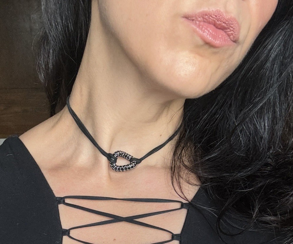 NEW  Isabel Marant Embellished Funky Ring Choker  Black Silver Leather Necklace