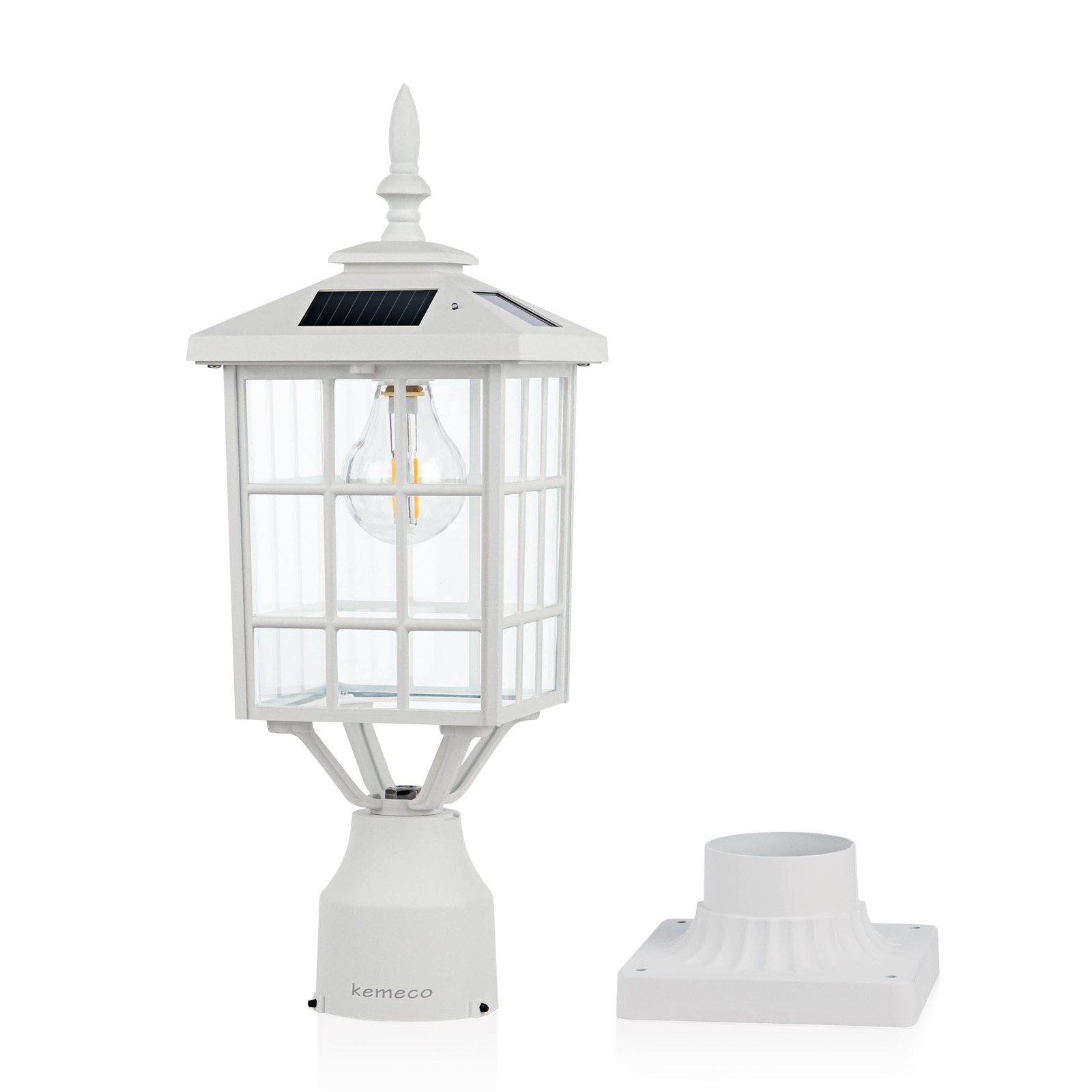 Kemeco ST4224Q-W Solar Post Light Outdoor Led Squared Frame Fixture with 3\