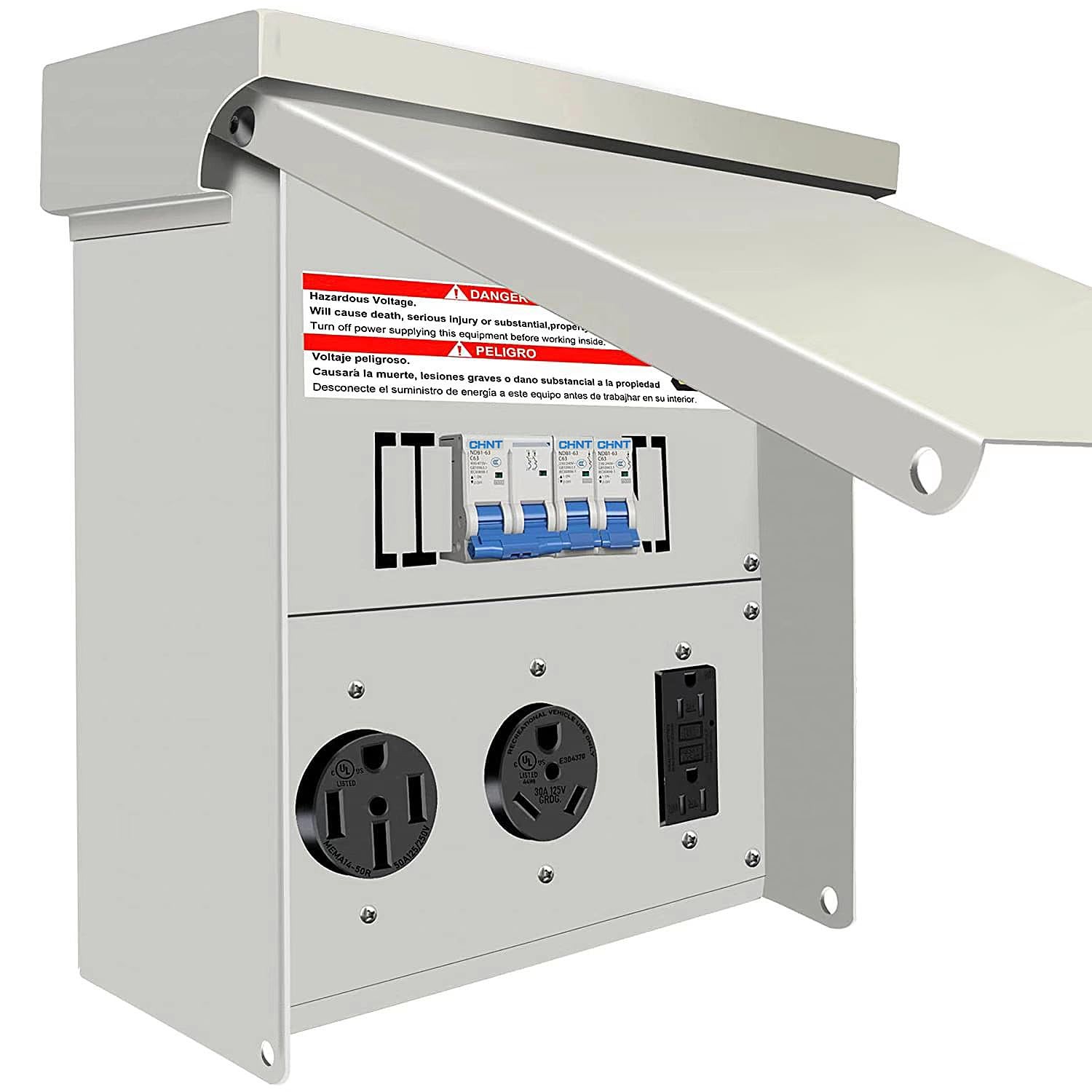 Temporary Power Outlet Panel, with 20,30,50 Amp Receptacle Installed