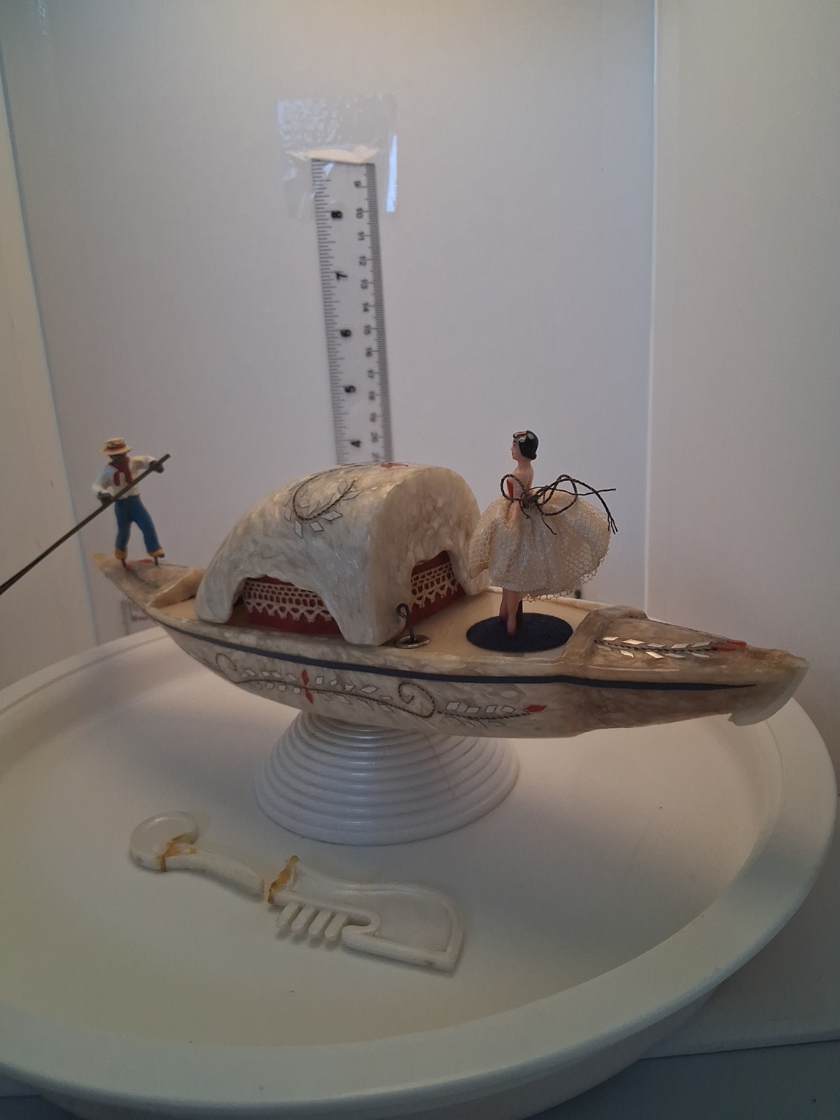 Vintage Italian Venetian Gondola Music Box Cigarette Dispenser Swiss Premilex