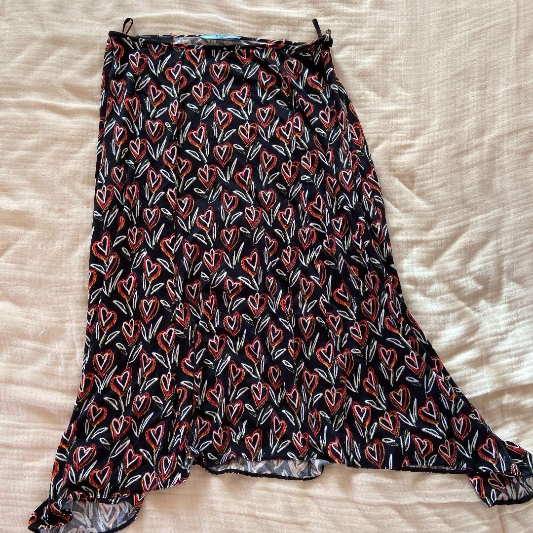 Prada Skirt Silk Heart Black Size 36 Vintage Deadstock Not Used