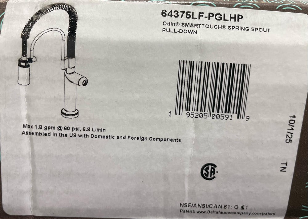 Brizo Odin 64375LF-PGLHP SmartTouch Kitchen Faucet,Polished Gold *READ*
