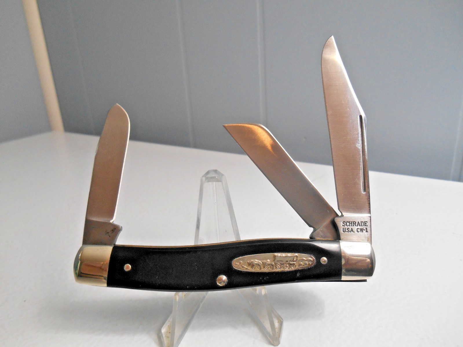 VINTAGE SCHRADE USA CW-1 COVERED WAGON LARGE STOCKMAN POCKET KNIFE NOS VINTAGE SCHRADE USA CW-1 COVERED WAGON LARGE STOCKMAN POCKET KNIFE NOS