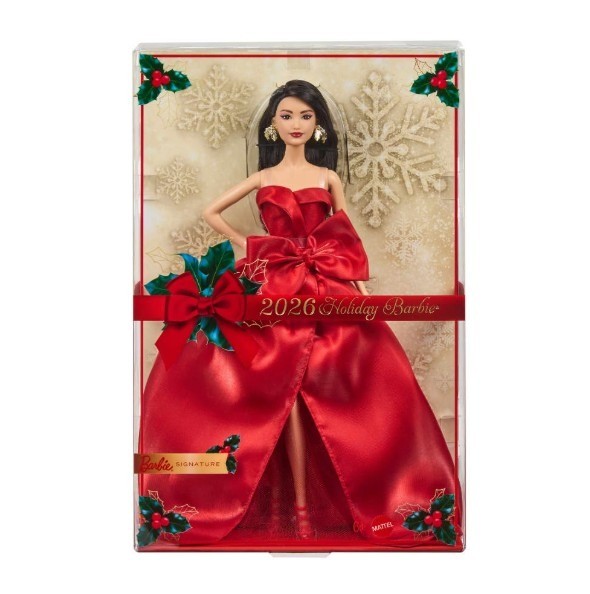 2026 HOLIDAY Asian Dark Brown Hair Barbie MNRFB with Shipper JJX73 IN STOCK NOW