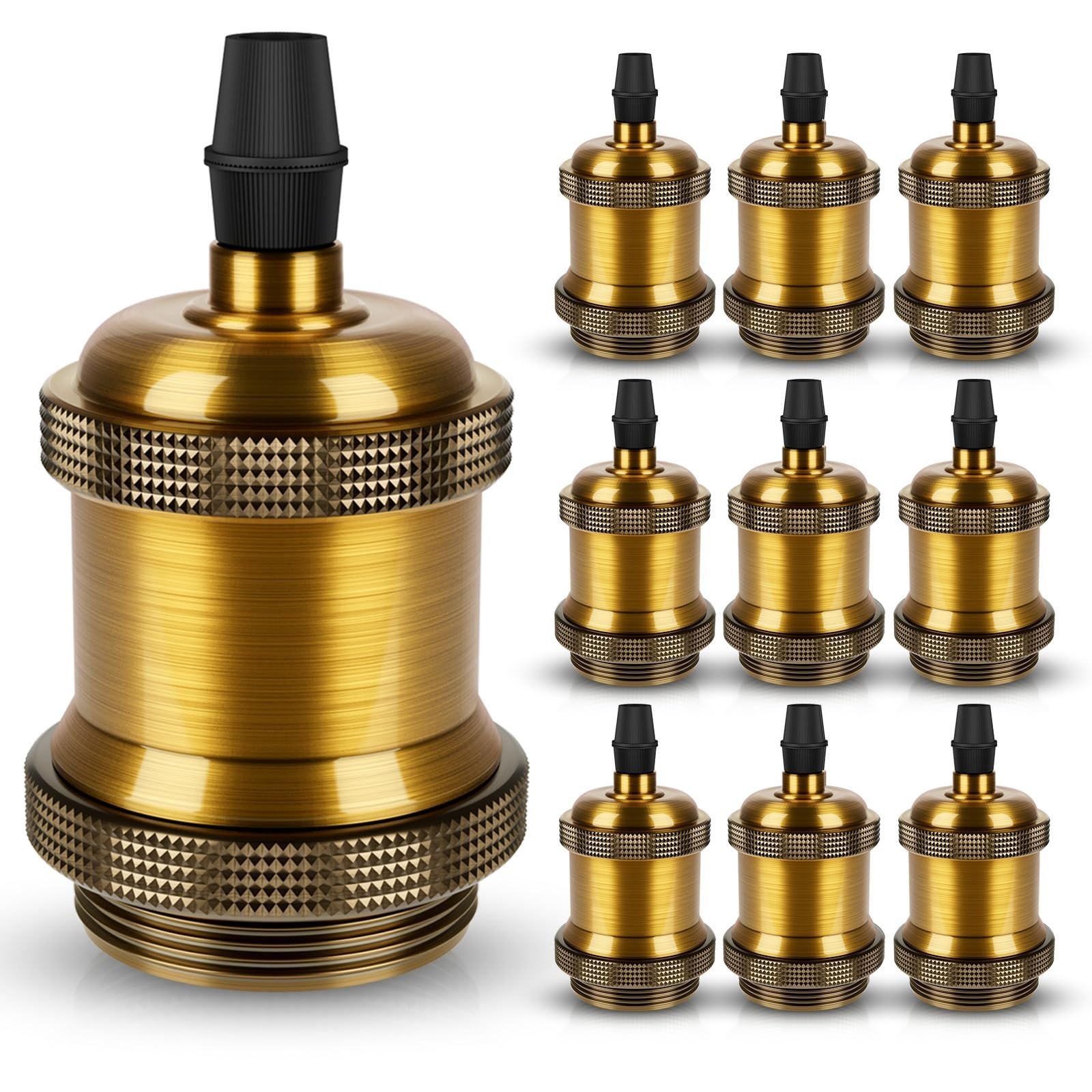Pack E26 Vintage Brass Ceramic Pendant Light Sockets Edison Bulb Holder