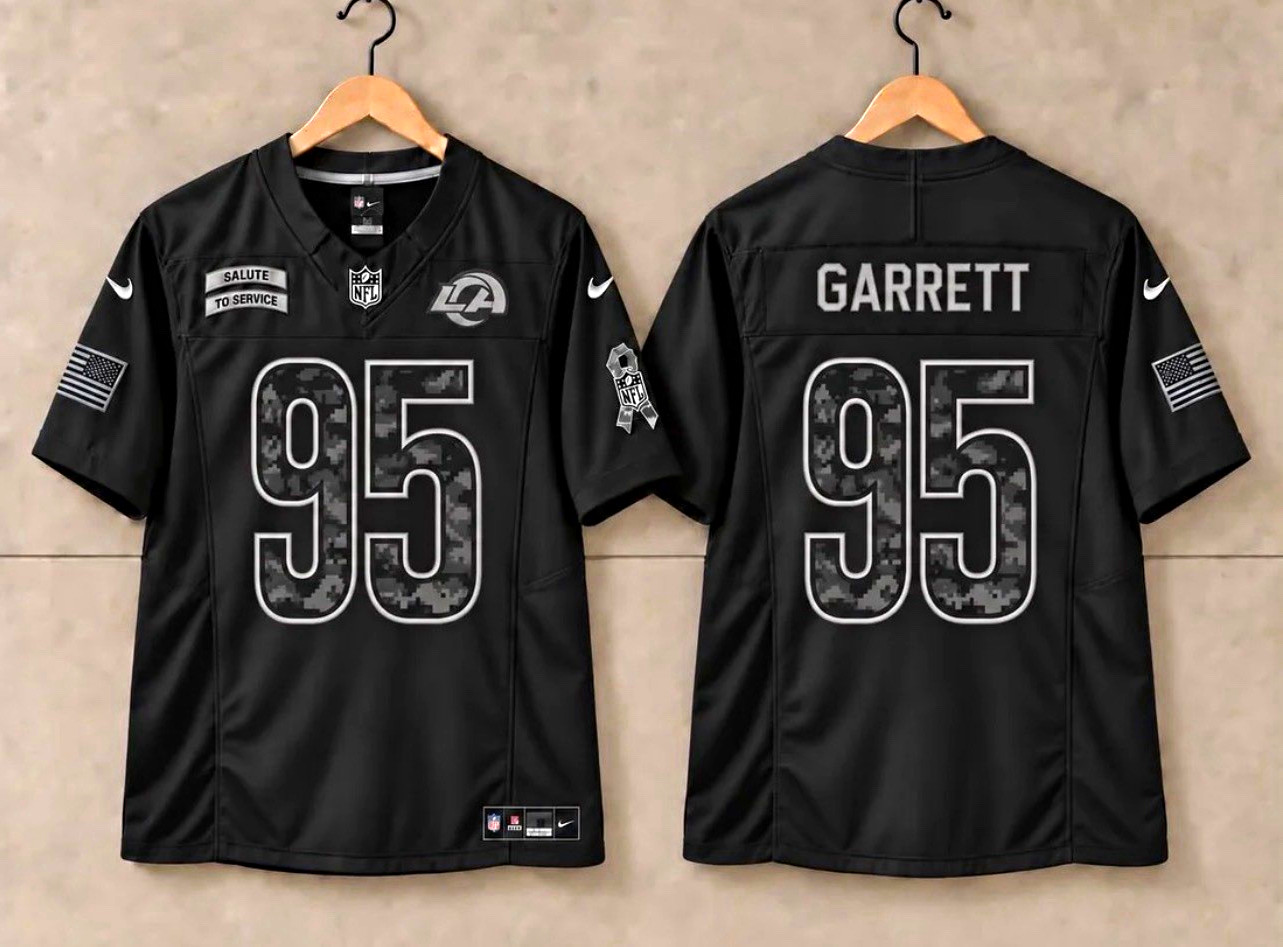 Nike Los Angeles Rams Myles Garrett #95 Salute to Service Football Jersey Black