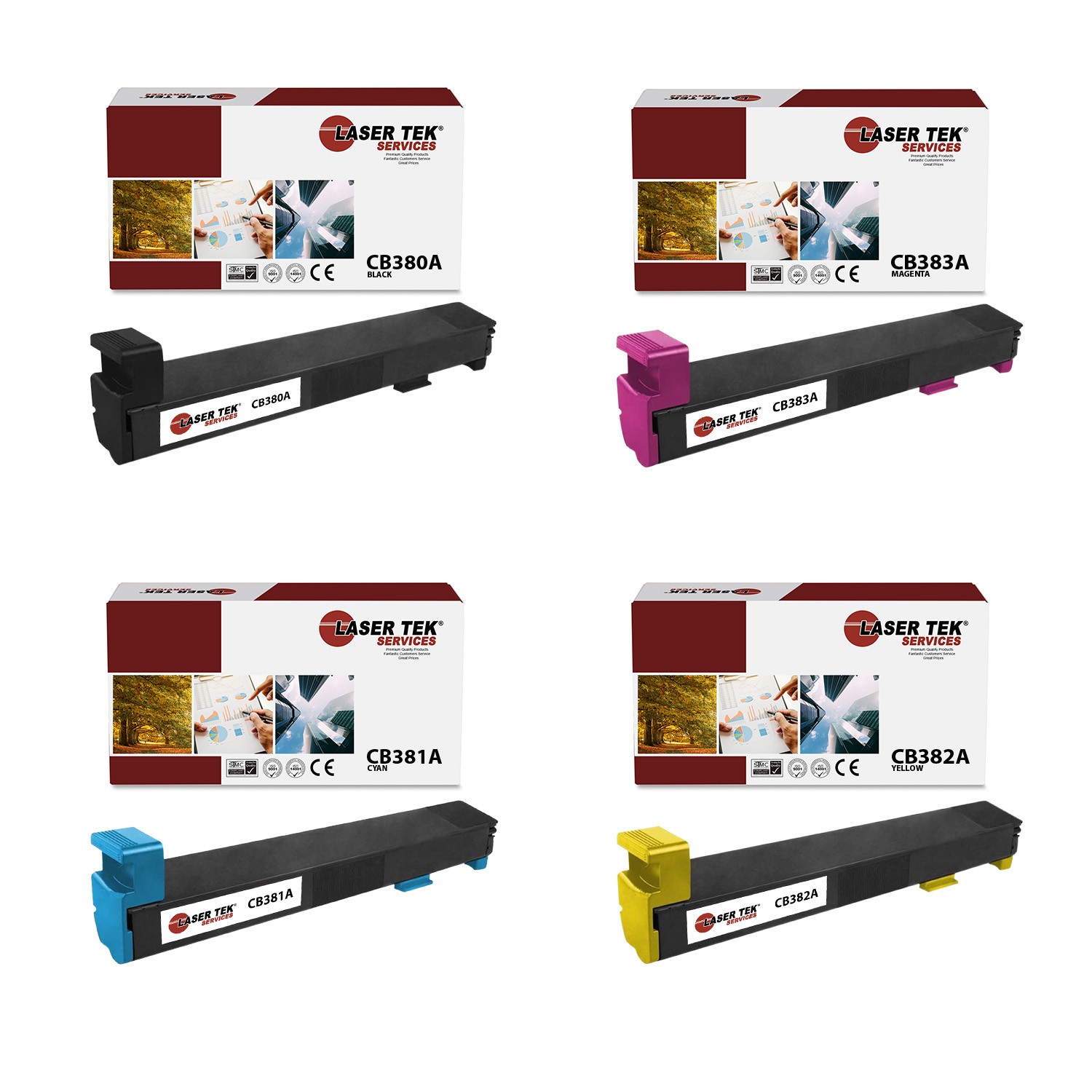 4Pk LTS 823A BCMY Compatible for HP LaserJet CP6015de CP6015dn Toner Cartridge