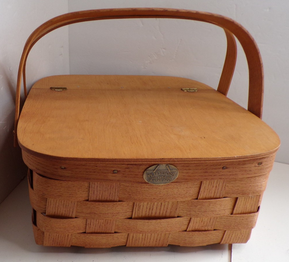 Vtg Handmade Peterboro Picnic/Storage Basket 13.5 Vtg Handmade Peterboro Picnic/Storage Basket 13.5