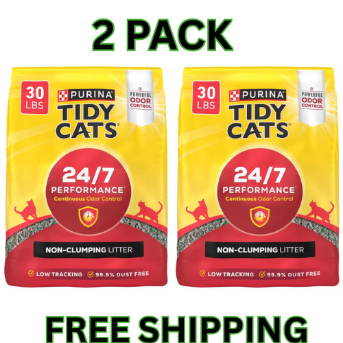 Purina Tidy Cats 24/7 Performance Non-Clumping Litter, Odor Control, 30 lb 2pack