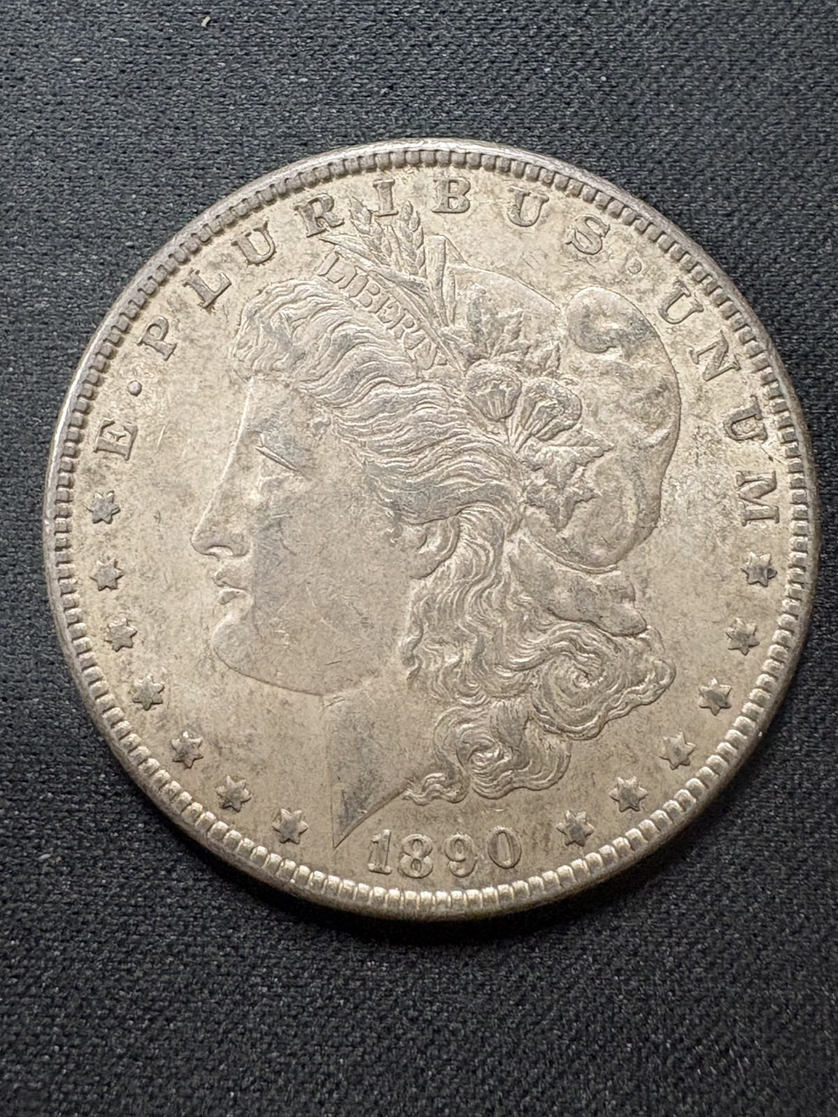 1890 Morgan Silver Dollar $1 Philadelphia Mint 90% Silver - EF/AU