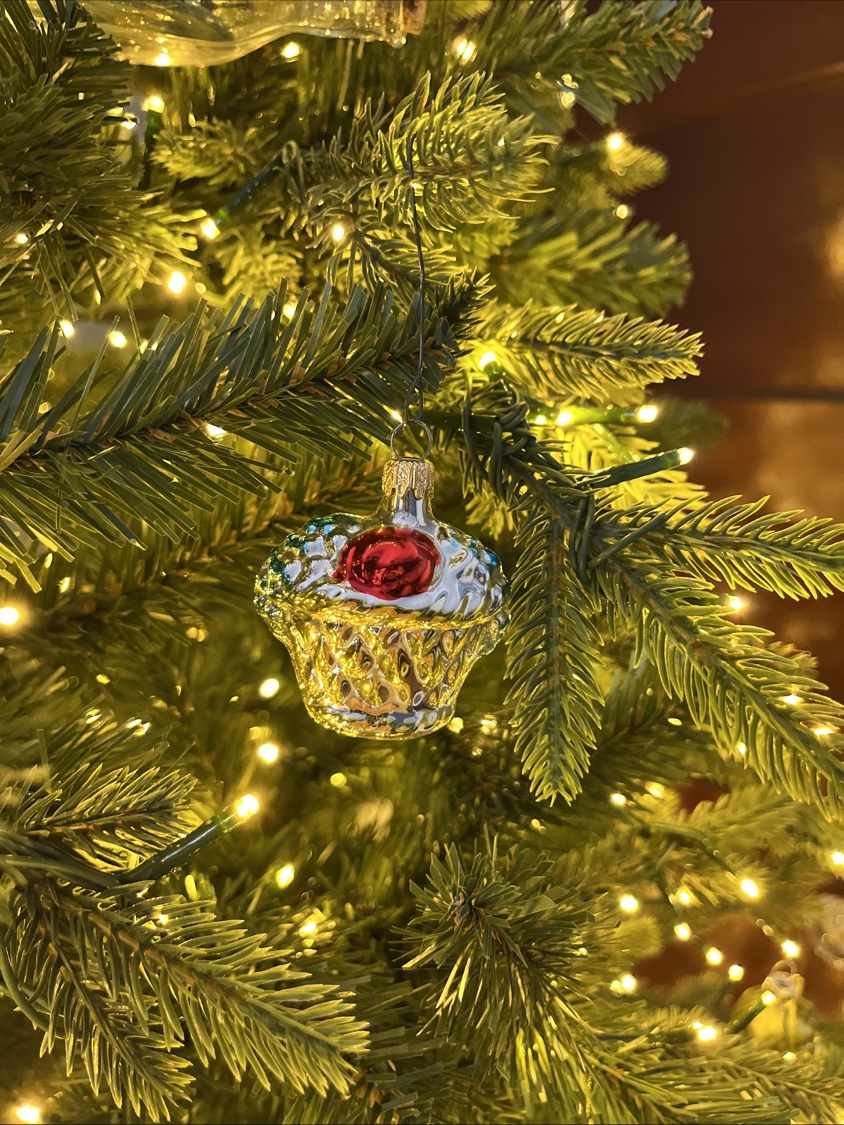 12 Christborn Germany Glass Fruit Baskets Midwest Christmas Ornaments Vintage