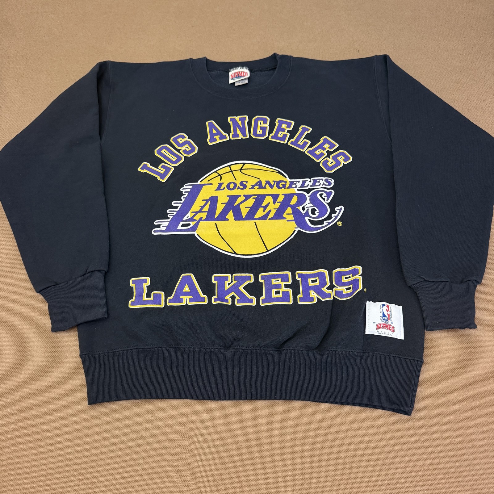 Vintage Los Angeles Lakers Sweatshirt Mens Medium Blue NBA Basketball Nutmeg 90s