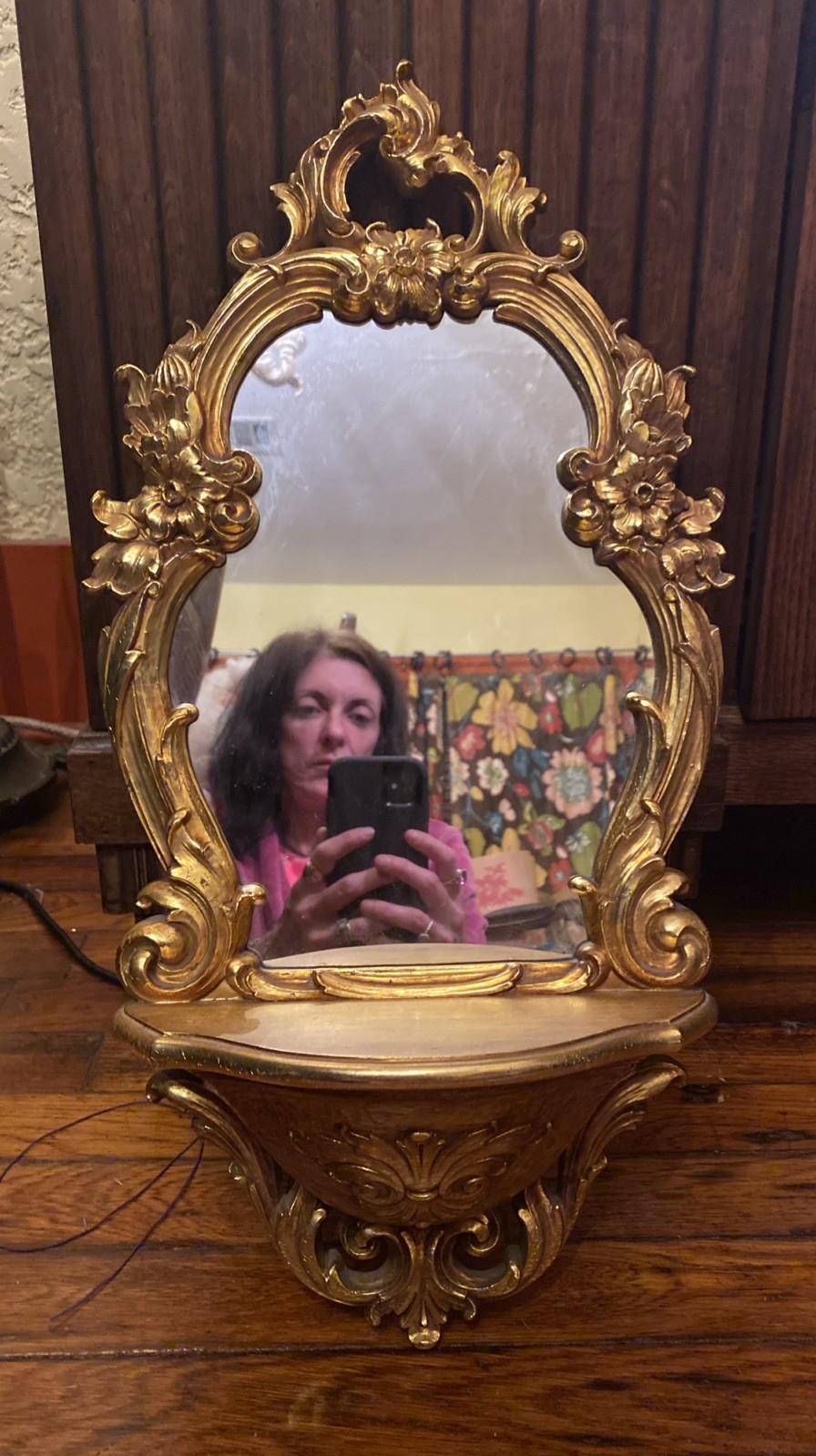 Vtg Florentine Style Gold Floral Mirror Wall Shelf 1970 Syroco USA Synthetic Vtg Florentine Style Gold Floral Mirror Wall Shelf 1970 Syroco USA Synthetic