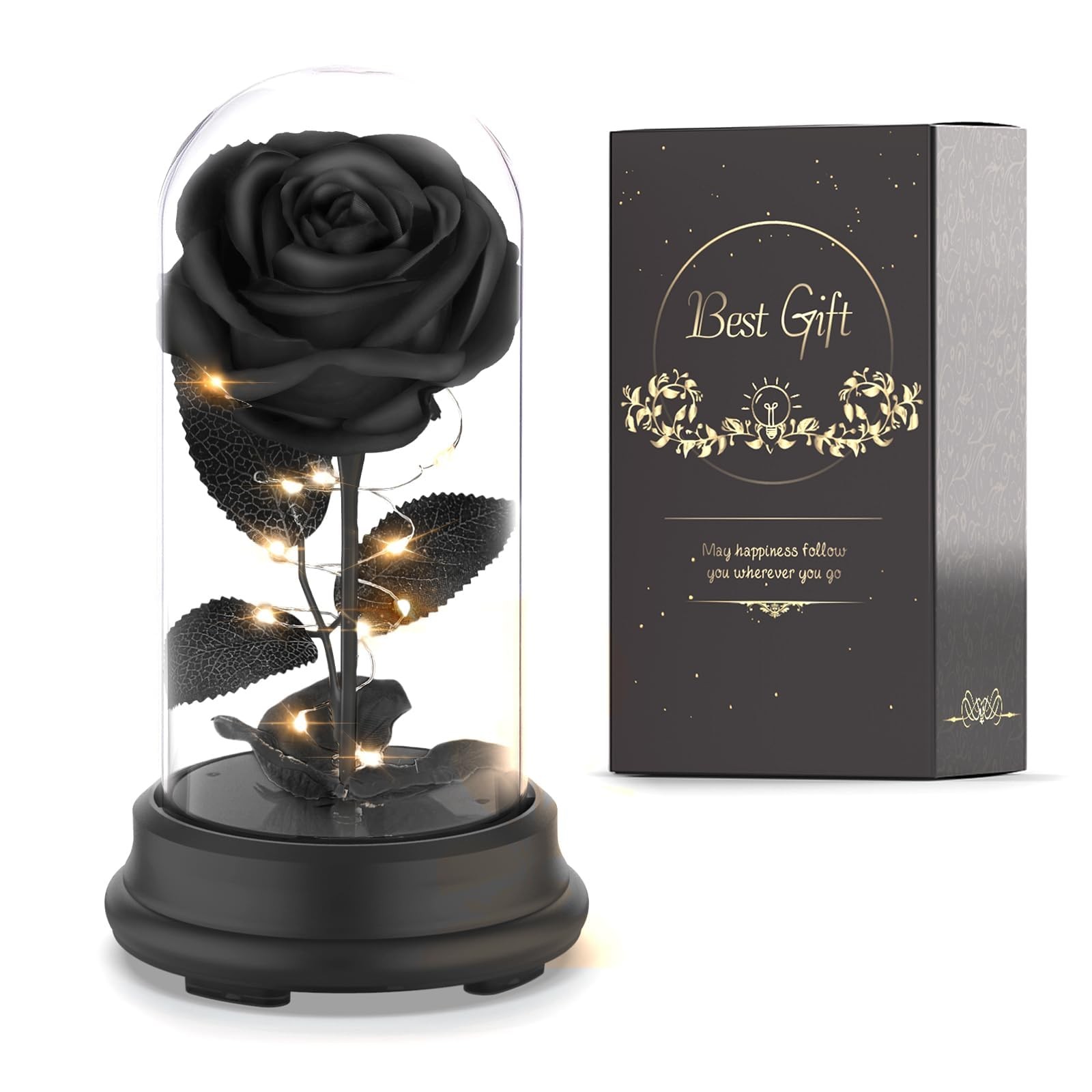 Deluxsa Forever Preserved Black Rose Birthday Gifts for Women,Eternal Flower ...