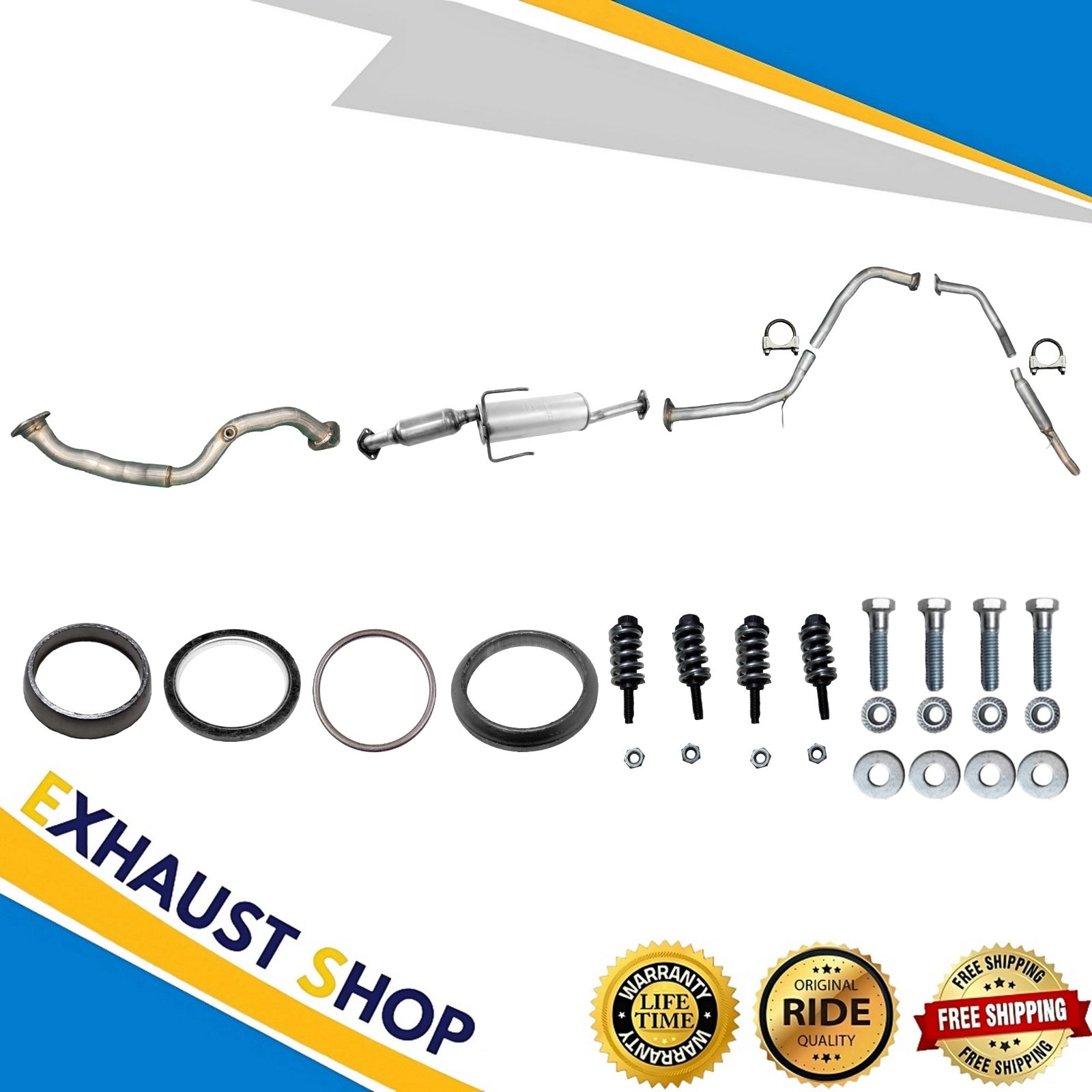 Front Pipe + Catalytic + Rear Pipe + Resonator Fits 2008-2015 Scion XB 2.4L