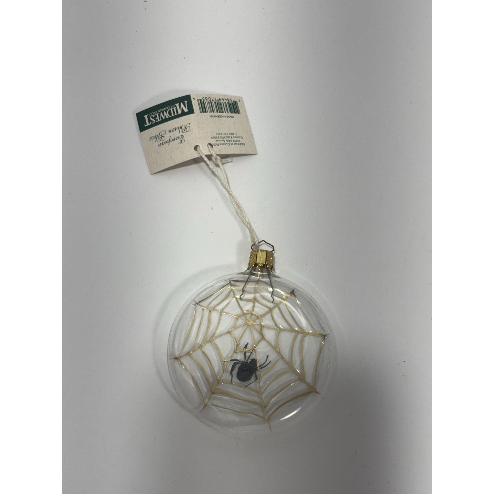 Christborn Midwest European Blown Glass Home Spun Spiderweb HALLOWEEN ORNAMENT Christborn Midwest European Blown Glass Home Spun Spiderweb HALLOWEEN ORNAMENT