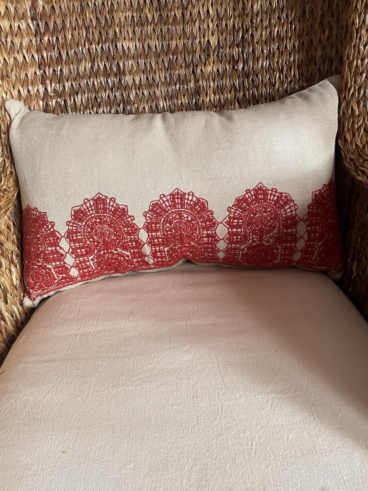 Luxury Linen Embroidered Pillow By British Homewares Designer Charlene Mullen