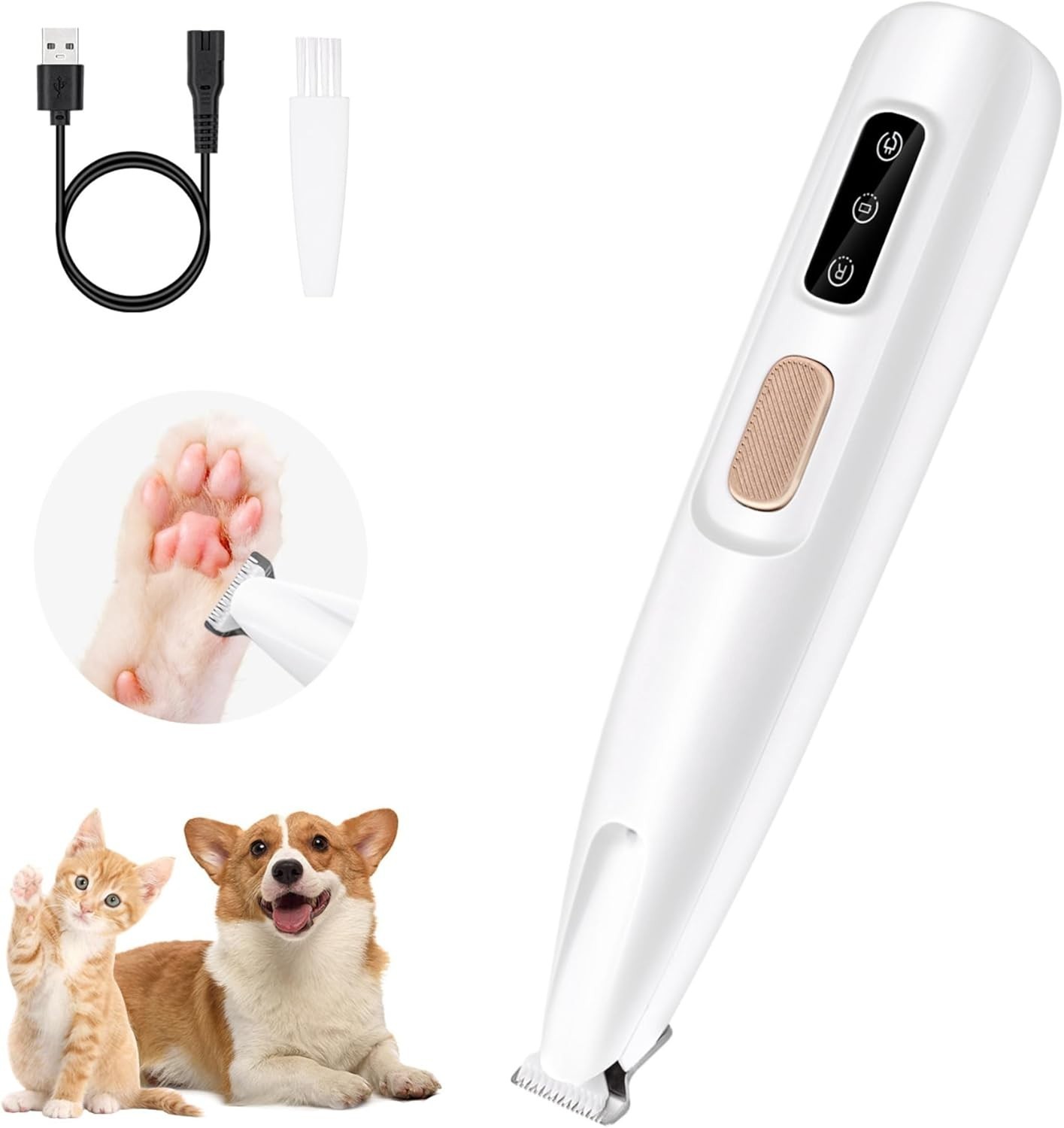Pet Hair Trimmer Micro Precision Dog Cat Paw Shaver Quiet Rechargeable Grooming