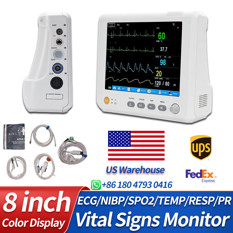 8-inch Portable Patient Monitor Multi-parameter Vital signs monitor US Warehouse