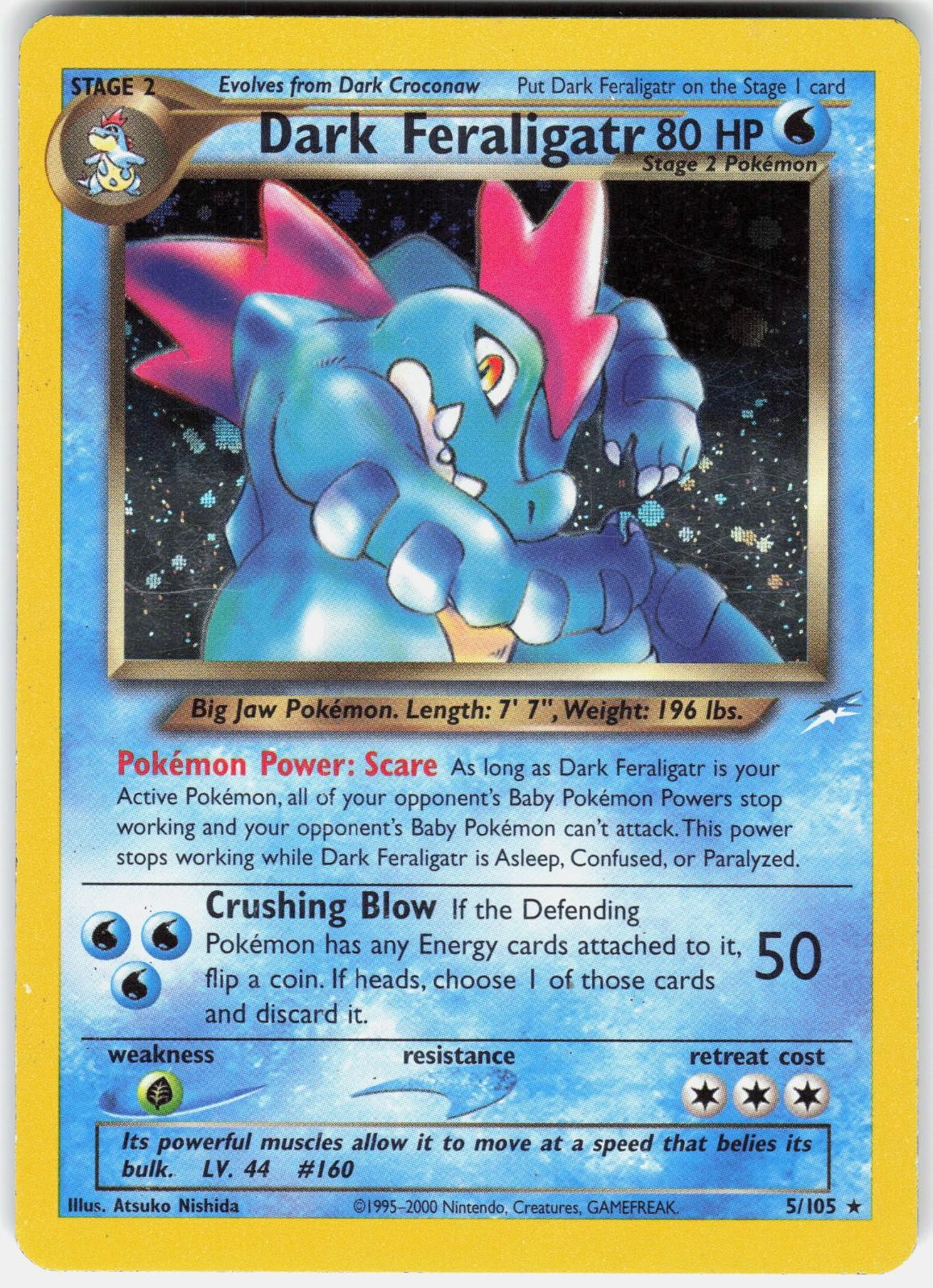 Pokemon Dark Feraligatr 5/105 Rare Neo Destiny Pokemon Unlimited Holo LP A