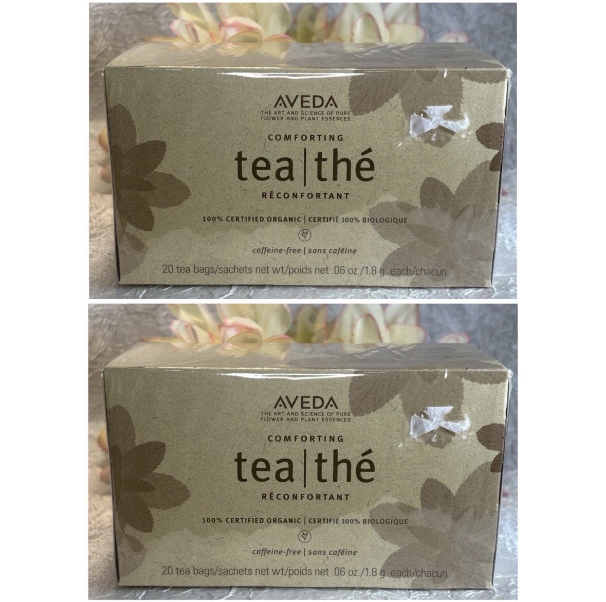 2x Aveda Comforting Herbal Tea Caffeine-Free Organic 20 Sachets Bags SEALED Free 2x Aveda Comforting Herbal Tea Caffeine-Free Organic 20 Sachets Bags SEALED Free