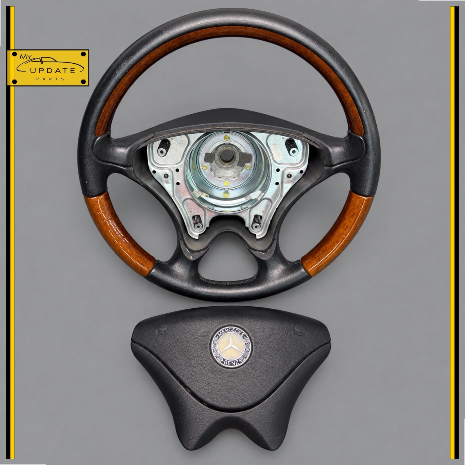 2001-2004 Mercedes R170 SLK320 SLK230 Driver Steering Wheel Wood Black OEM