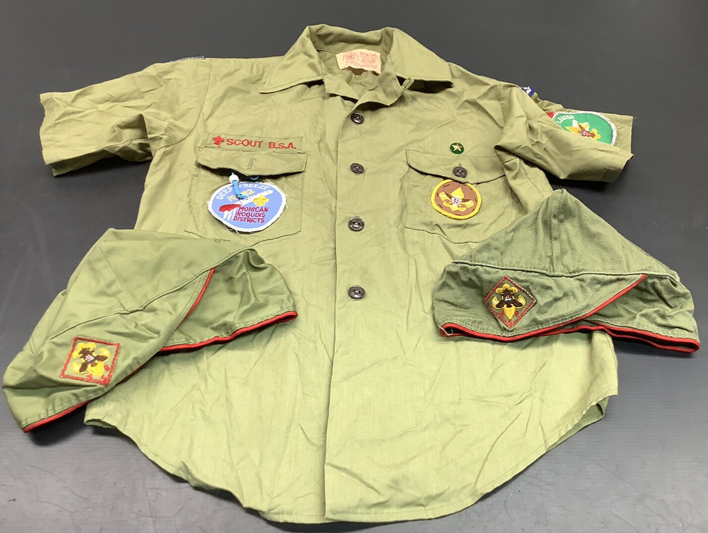 BOY SCOUT Vintage BSA  Official uniform Shirt And 2 Hats Schenectady New York