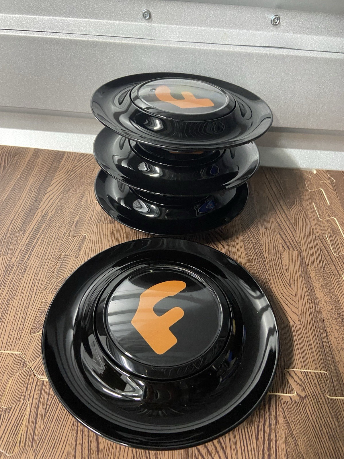 4Pcs Black Orange Hubcaps Fits Forgiato XL 7.2in Floating Wheel Center Caps