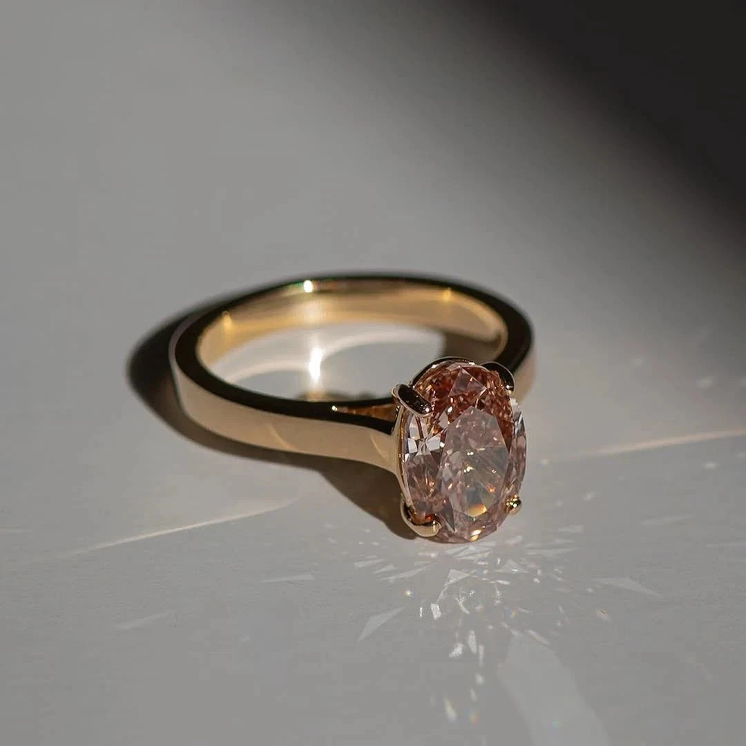 4.00 Ct Oval Cut Natural Pink Sapphire Wedding Ring 14K Yellow Gold