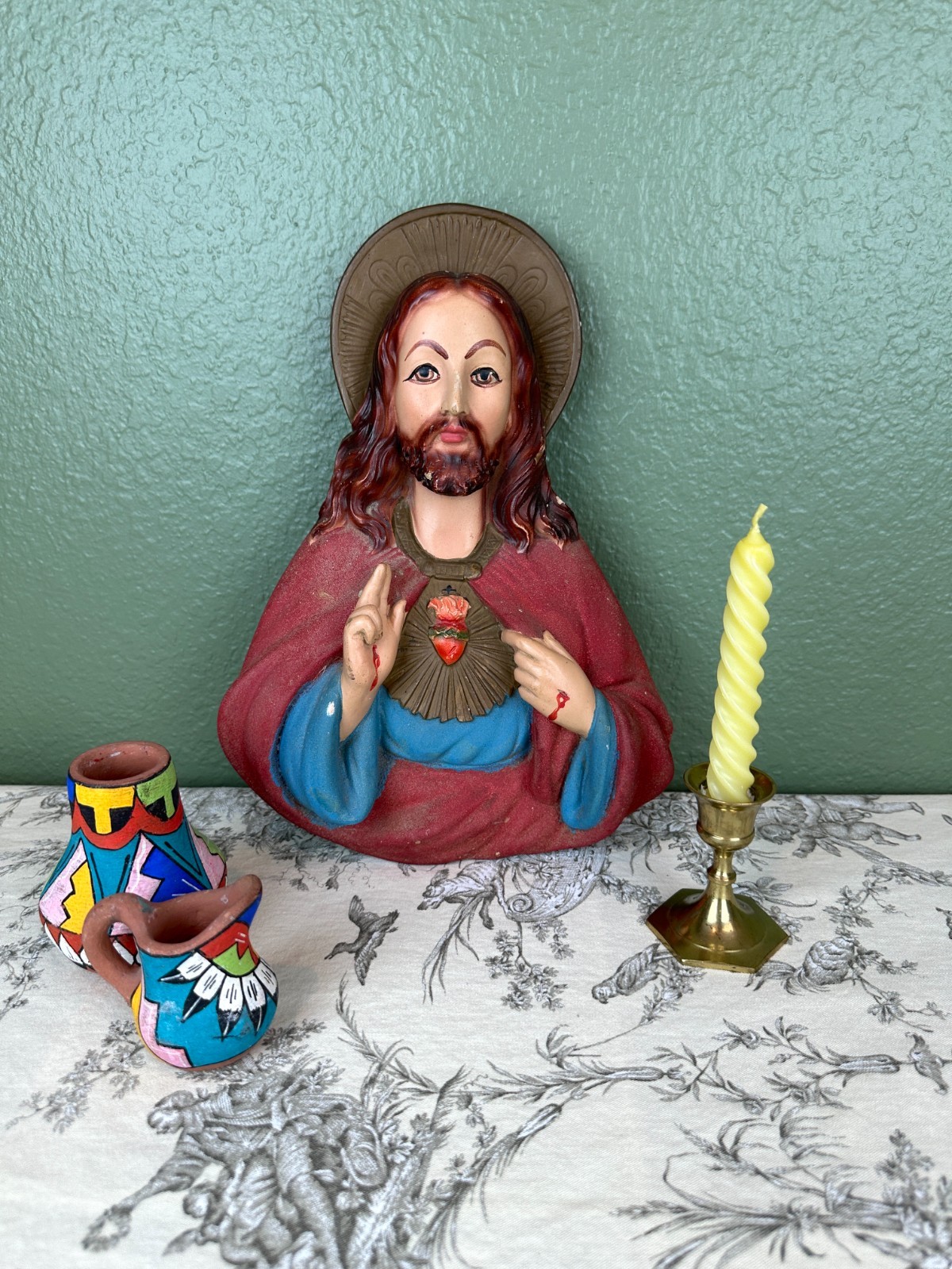Vintage Sacred Heart of Jesus Chalkware Wall Plaque Religious Catholic Vintage Sacred Heart of Jesus Chalkware Wall Plaque Religious Catholic