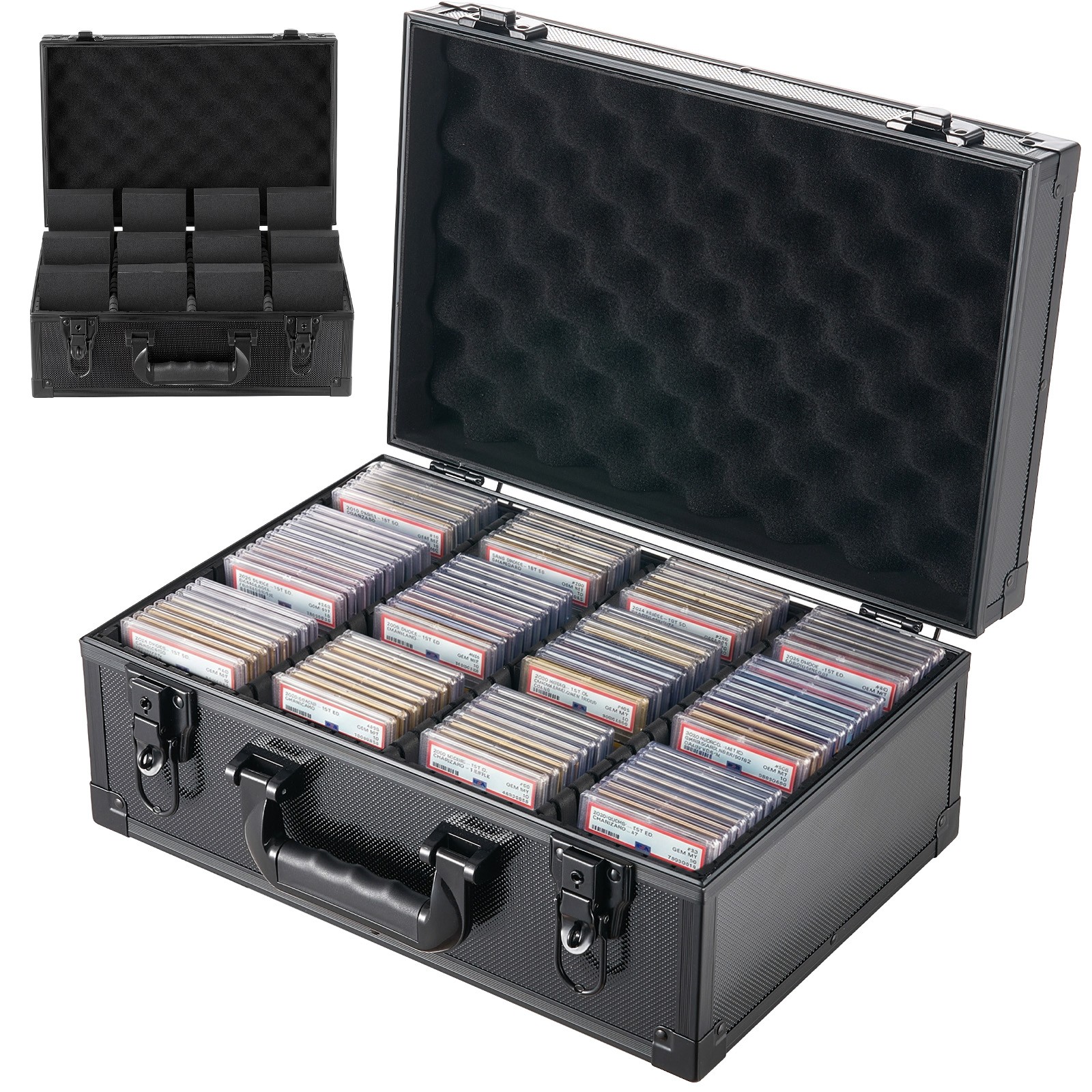 VEVOR Graded Card Case 4 Row 120 PSA Slab Storage Box with Lock Key 12 Dividers