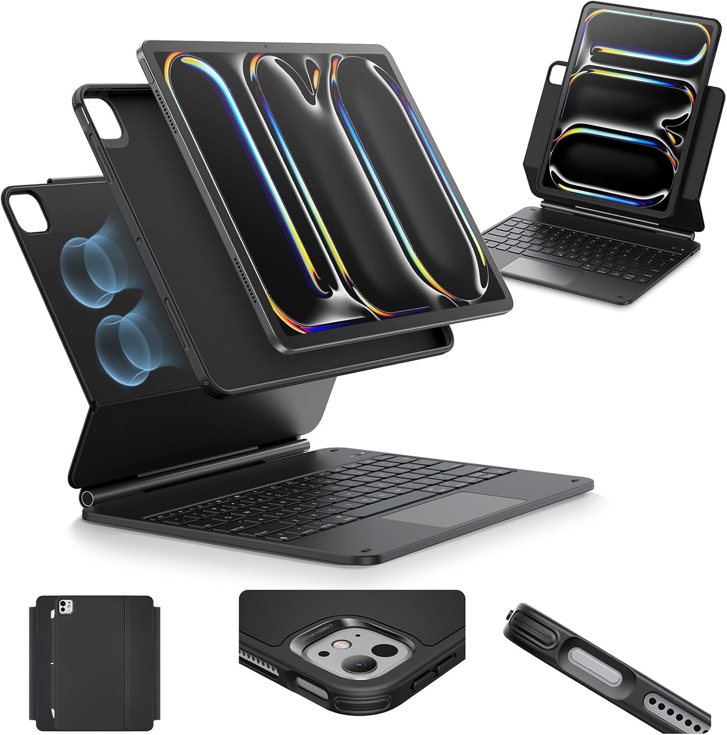 ESR iPad Pro 13 Keyboard Case M5 M4 2025 2024 Magnetic Stand Trackpad Black