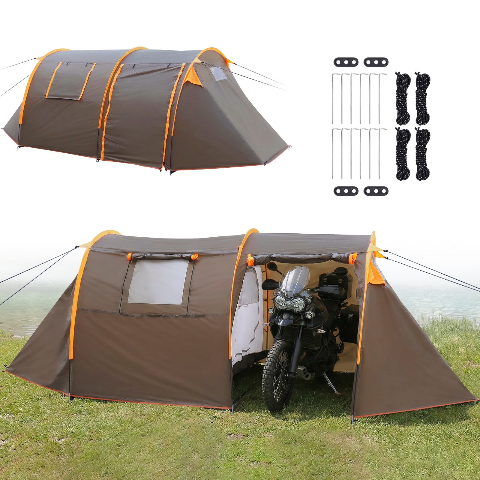 2 Person Camping Tent Waterproof Tunnel Family Outdoor Hiking Motorcycle Cycling