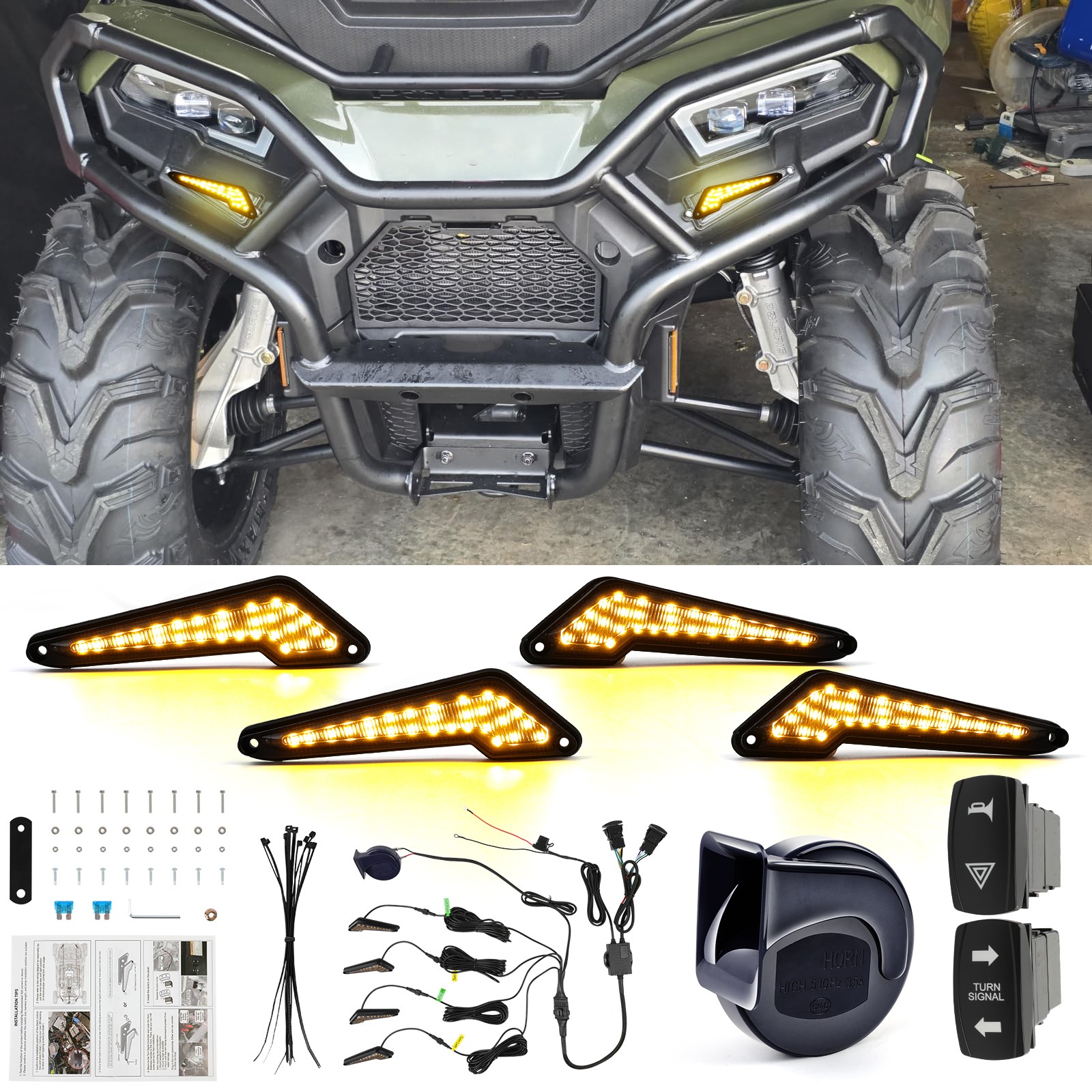 ATV Turn Signal Kit w/ Horn Street Legal For Polaris Sportsman 570 450 XP 1000