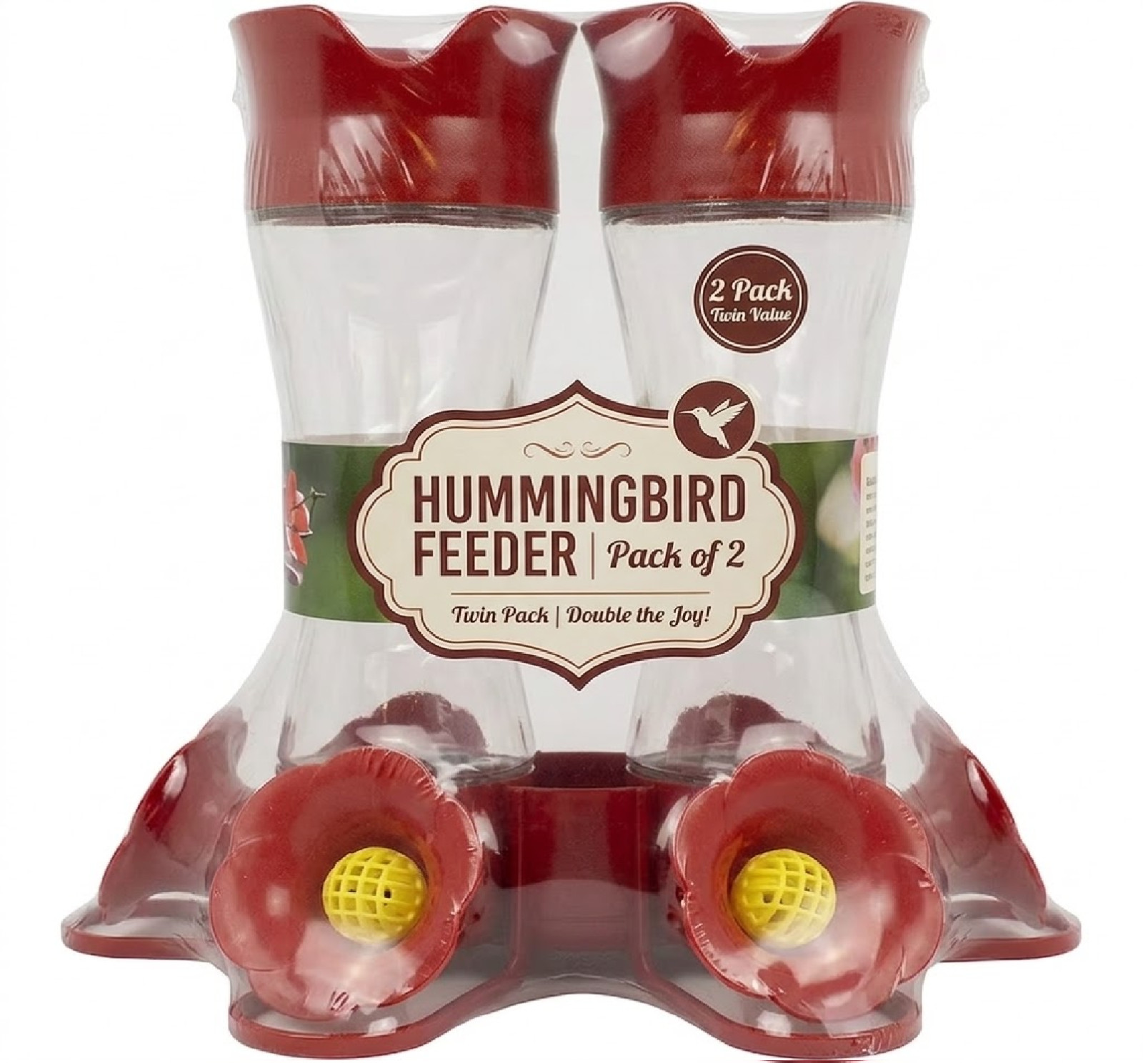 2 pK Perky-Pet 8 oz Pinch Waist Glass Hummingbird Feeder, Red