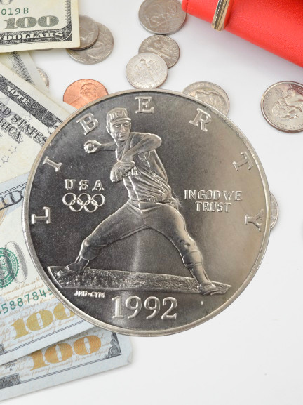 1992 D Olympic Commemorative Silver Dollar - 90% Silver - BU - Encapsulated
