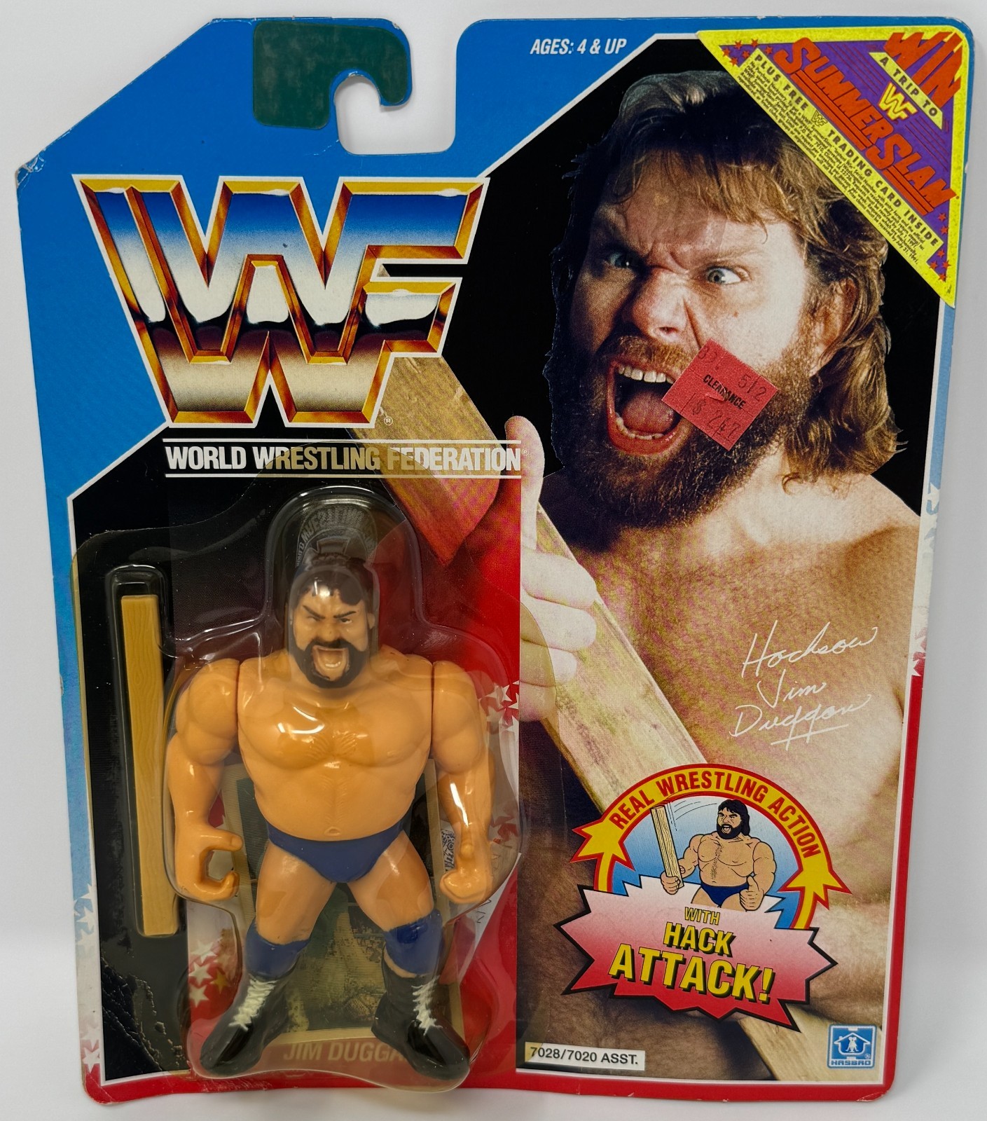 World Wrestling Federation (WWF) Hacksaw Jim Duggan 1990 Hasbro action figure