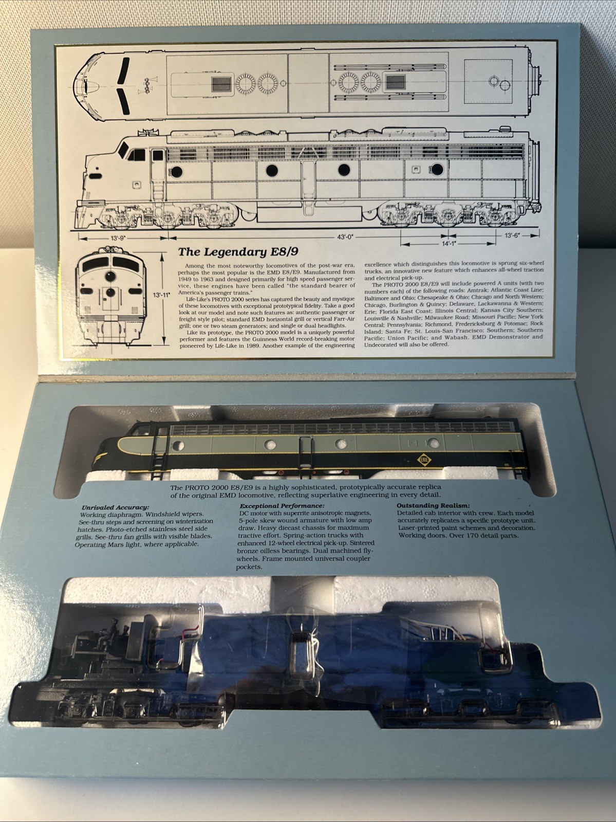 Proto 2000 HO Scale #8702 E8/E9 Diesel Locomotive - Erie #824 RTR NIB NY