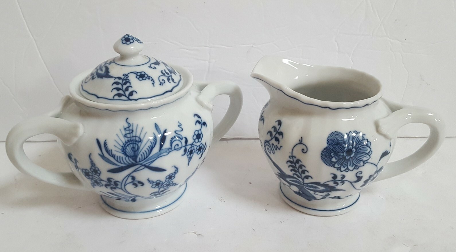 Blue Danube Covered Sugar Bowl Dish and Creamer Pitcher Blue Onion UNUSED Blue Danube Covered Sugar Bowl Dish and Creamer Pitcher Blue Onion UNUSED