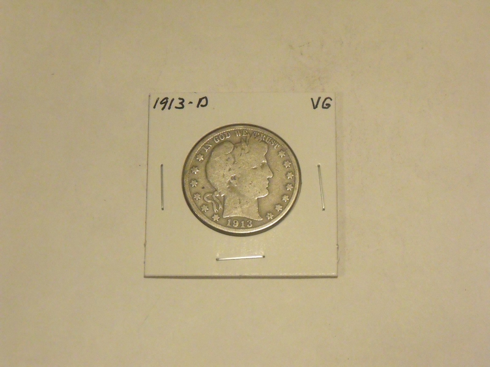 1913-D  Silver Barber Half Dollar  in Very Good  condition