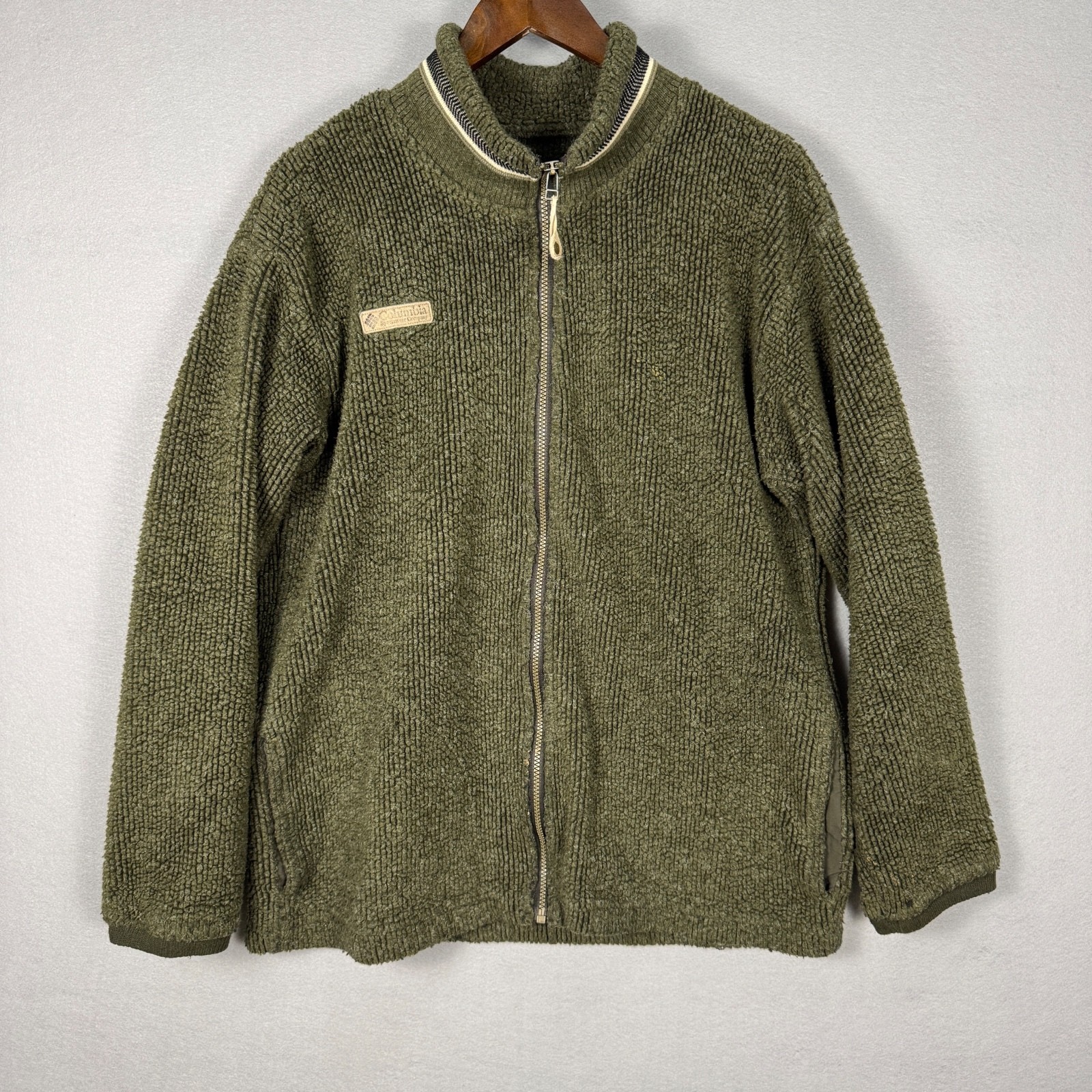 Vintage 90s Columbia Fleece Jacket Men\'s L Green USA Made